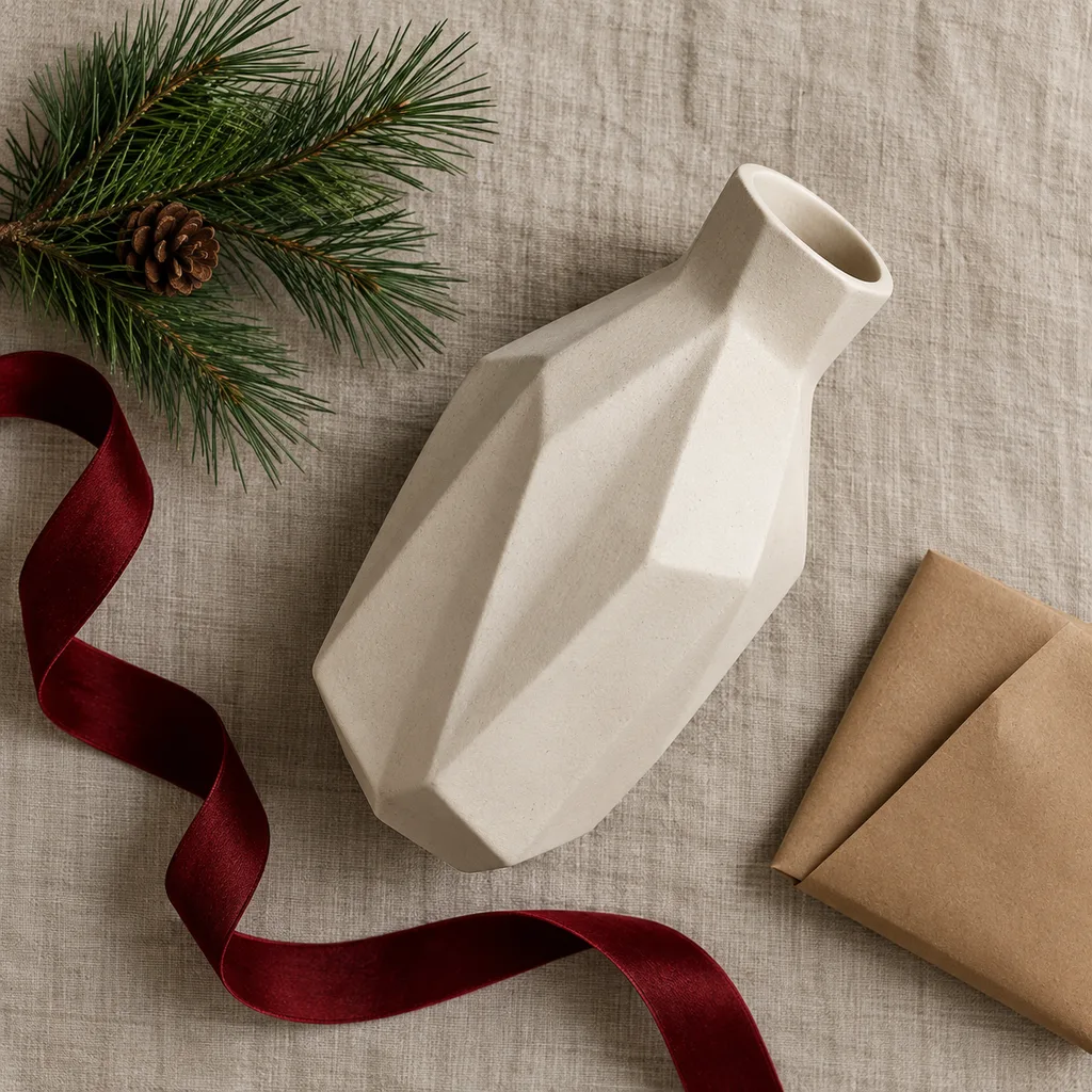 Representative photo-style image of geometric modern decorative vase — generated, not a specific product