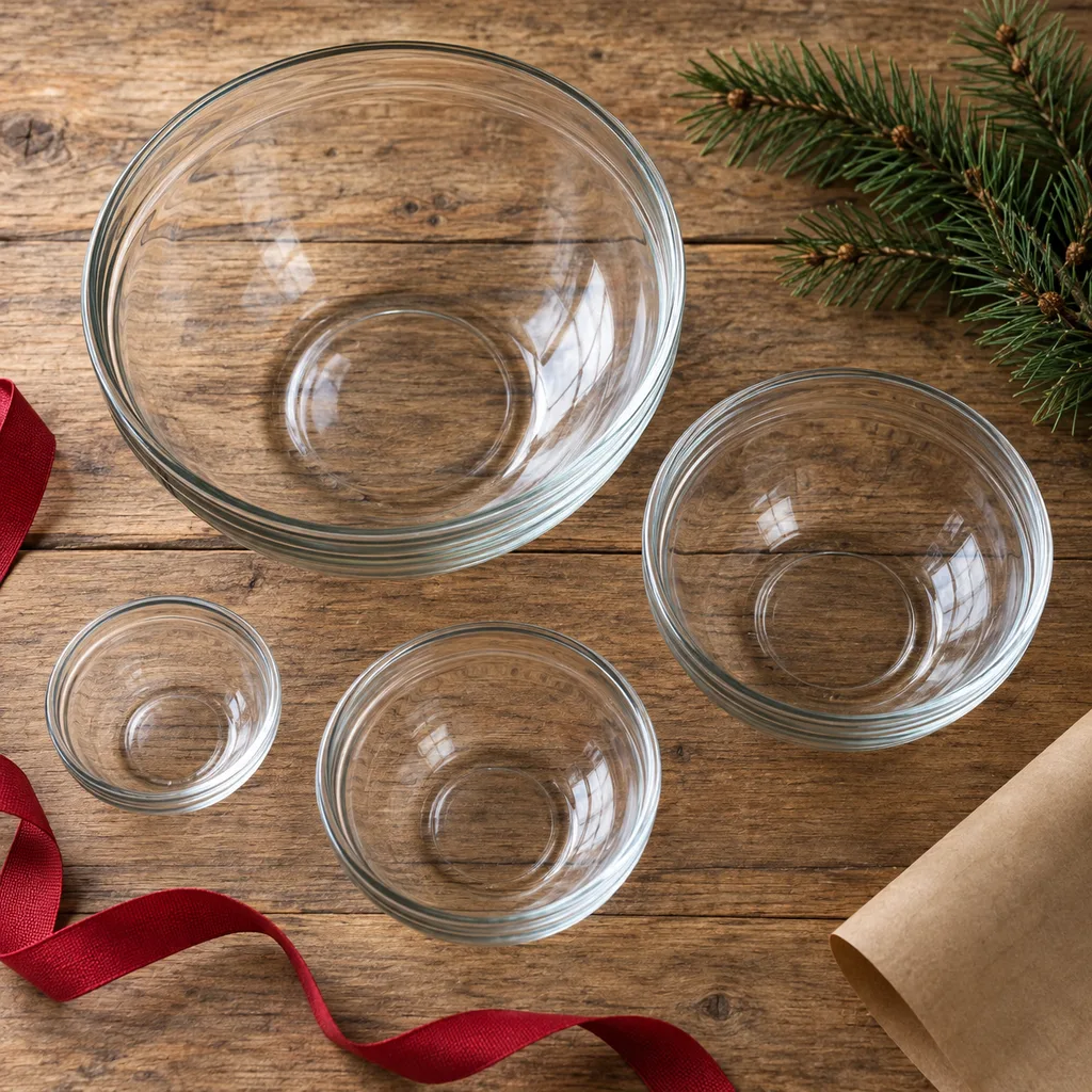 Representative photo-style image of glass mixing bowls — generated, not a specific product