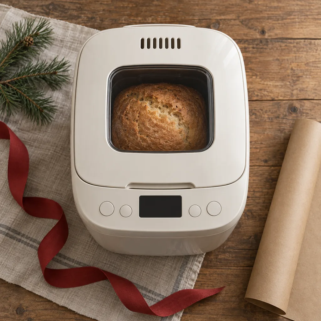Representative photo-style image of gluten-free setting breadmaker — generated, not a specific product