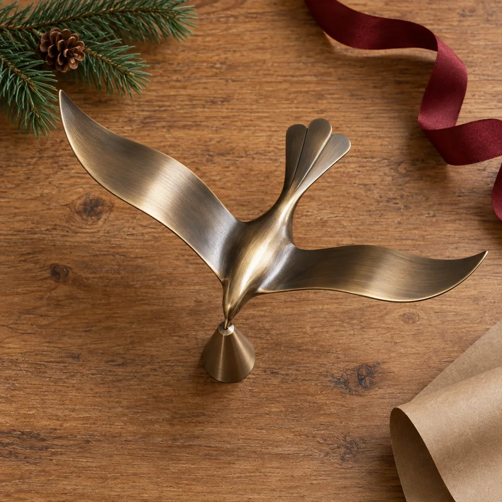 Representative photo-style image of gravity-defying balancing bird — generated, not a specific product