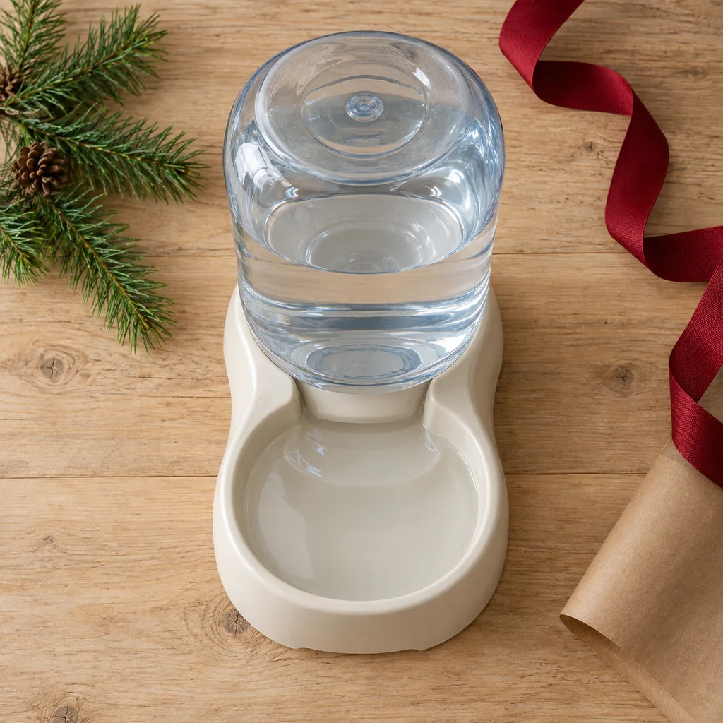 Representative photo-style image of gravity pet waterer — generated, not a specific product