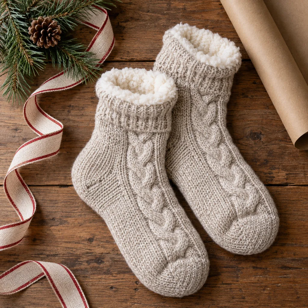 Representative photo-style image of thermal slipper socks — generated, not a specific product
