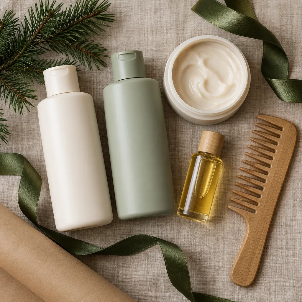Representative photo-style image of hair care treatment bundle — generated, not a specific product