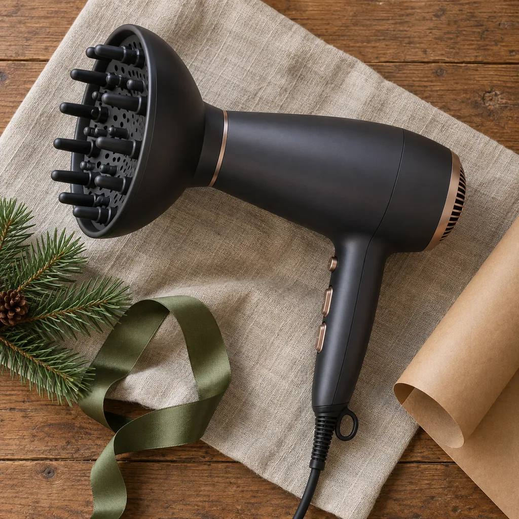 Representative photo-style image of hair dryer with diffuser attachment — generated, not a specific product