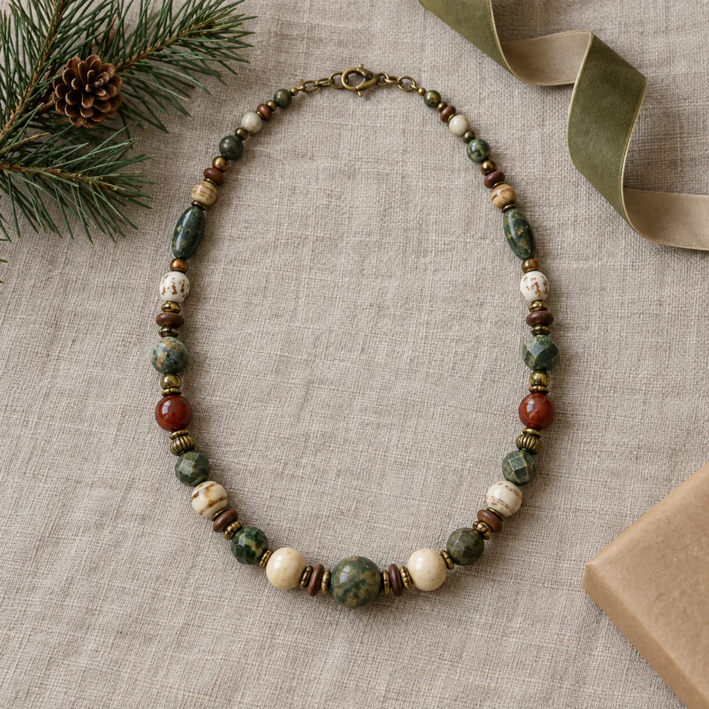 Representative photo-style image of handcrafted beaded necklace — generated, not a specific product