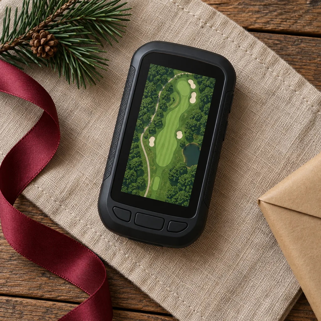 Representative photo-style image of handheld golf gps unit — generated, not a specific product