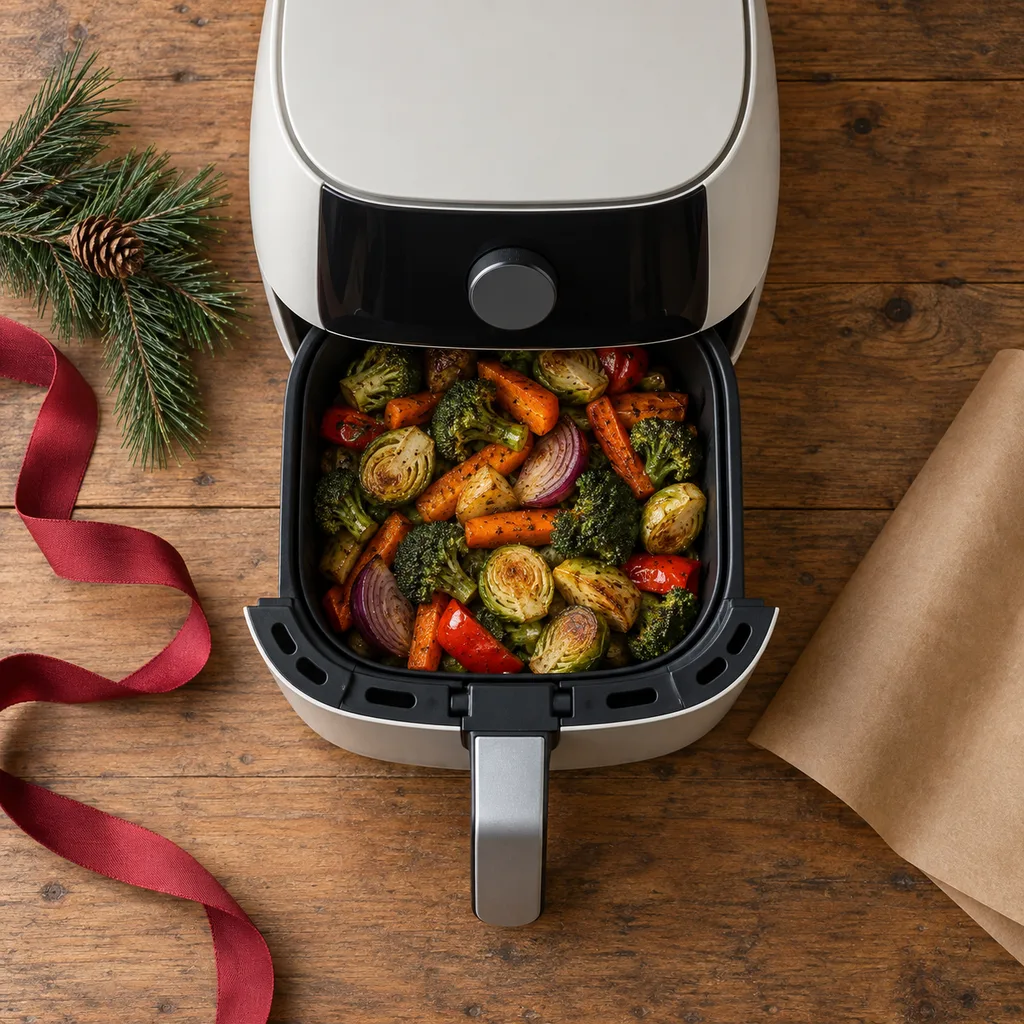 Representative photo-style image of healthy air fryer appliance — generated, not a specific product