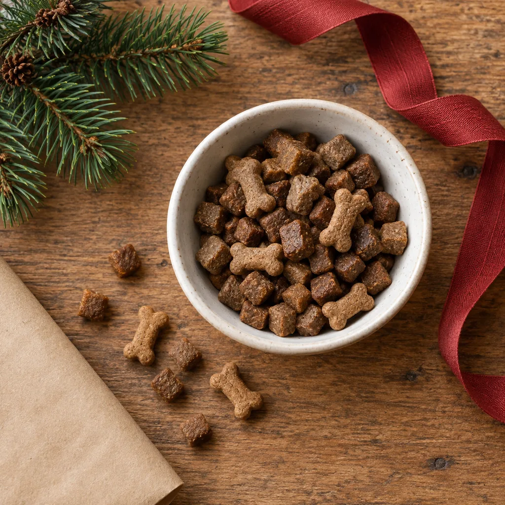 Representative photo-style image of healthy pet training treats — generated, not a specific product