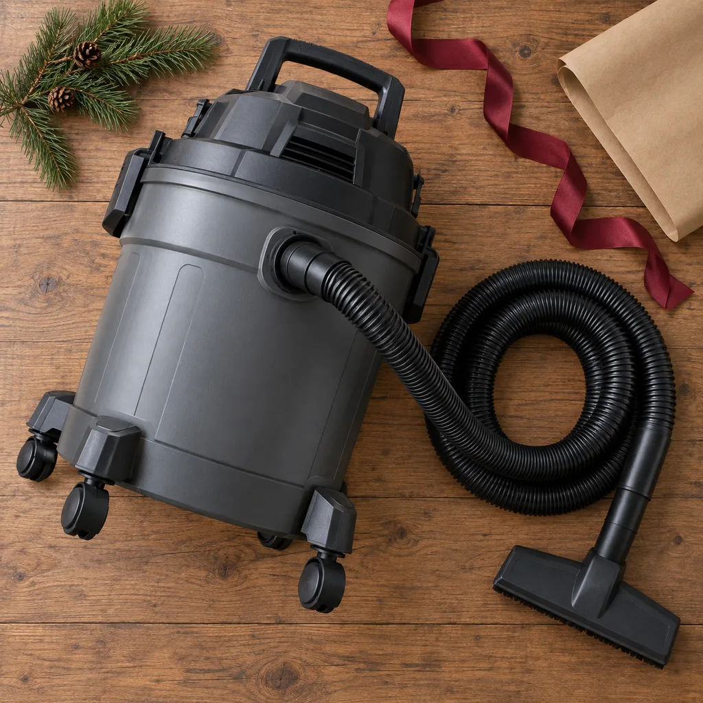 Representative photo-style image of heavy duty wet dry shop vacuum — generated, not a specific product