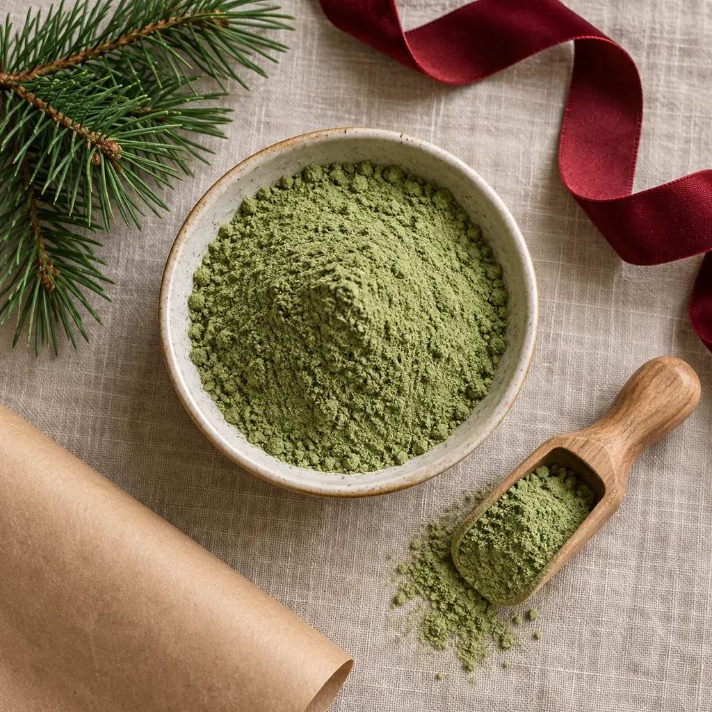 Representative photo-style image of herbal wellness drink powder — generated, not a specific product