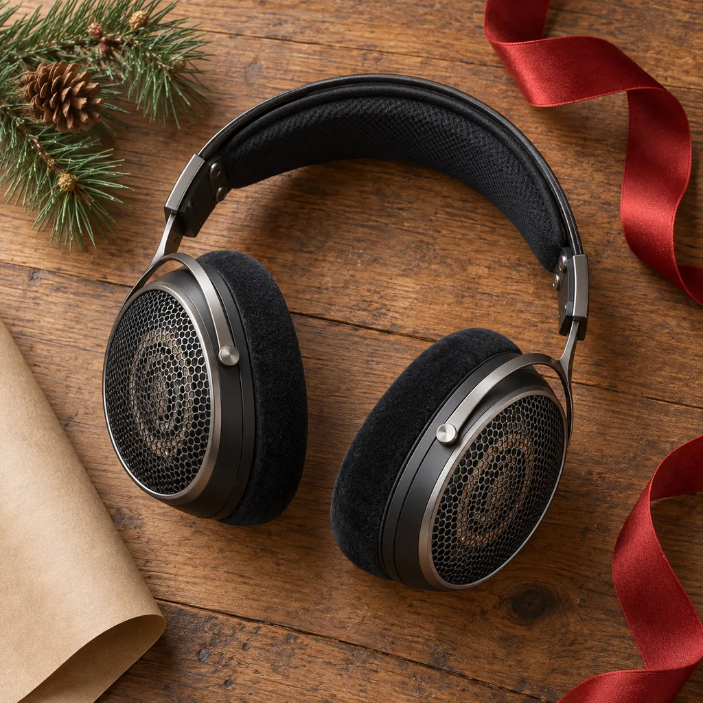 Representative photo-style image of high-fidelity open-back headphones — generated, not a specific product