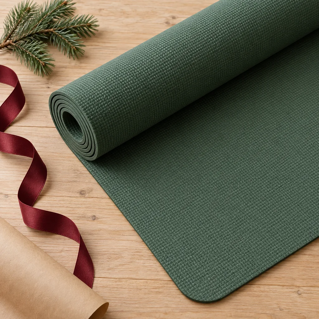 Representative photo-style image of high-grip hot yoga and sweat mat — generated, not a specific product