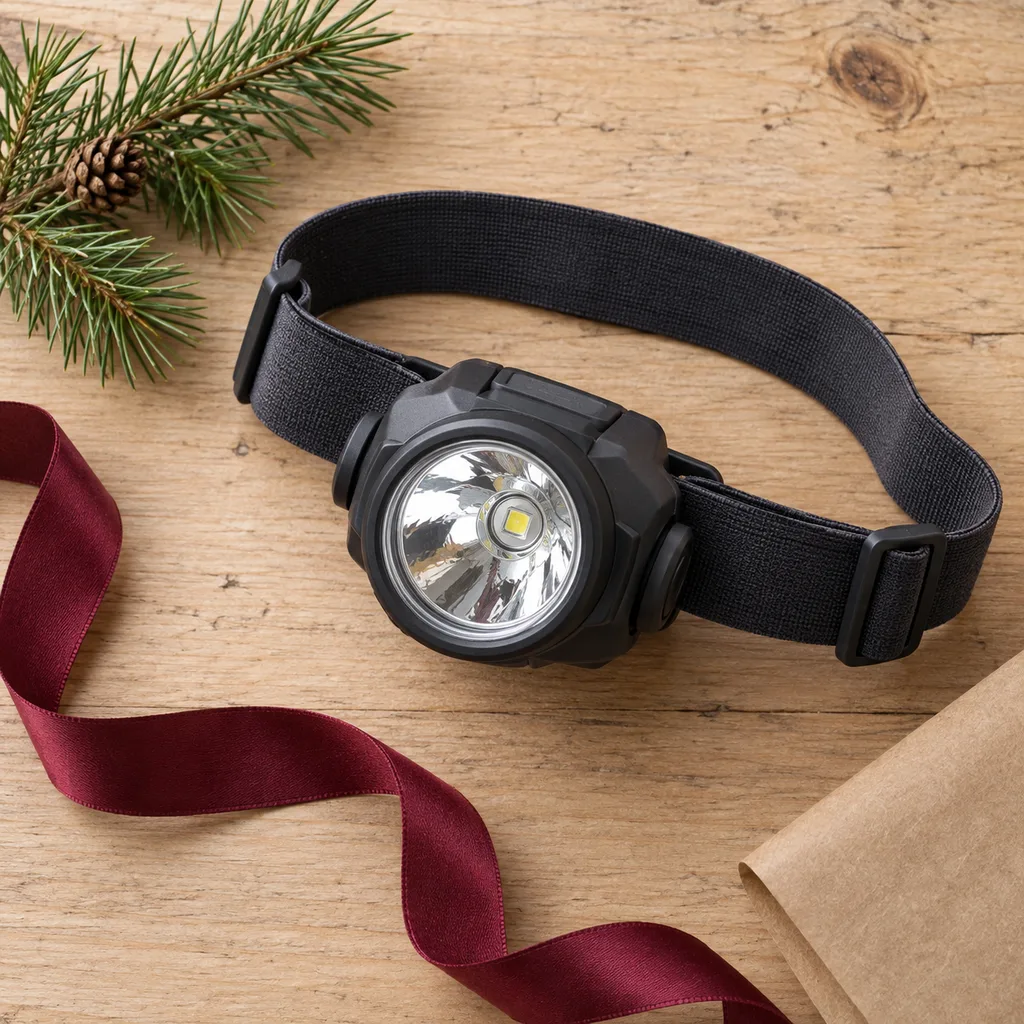 Representative photo-style image of high-lumen headlamp — generated, not a specific product
