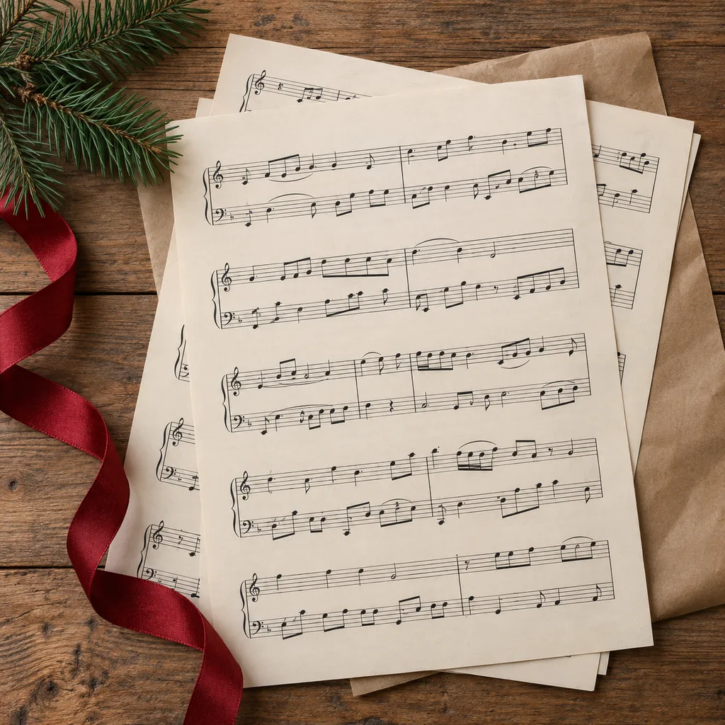 Representative photo-style image of holiday sheet music collection — generated, not a specific product