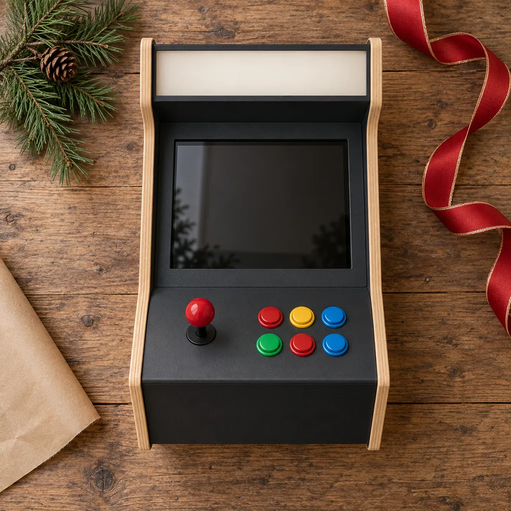 Representative photo-style image of home arcade cabinet — generated, not a specific product