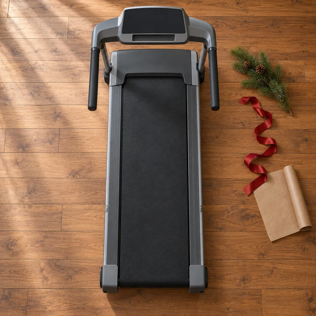 Representative photo-style image of home running treadmill machine — generated, not a specific product