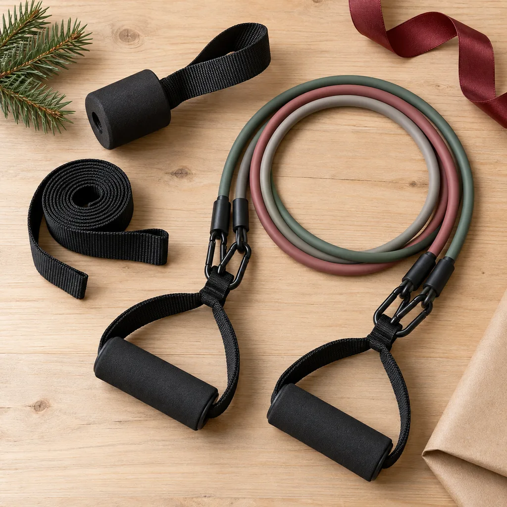 Representative photo-style image of home workout door anchor band system — generated, not a specific product