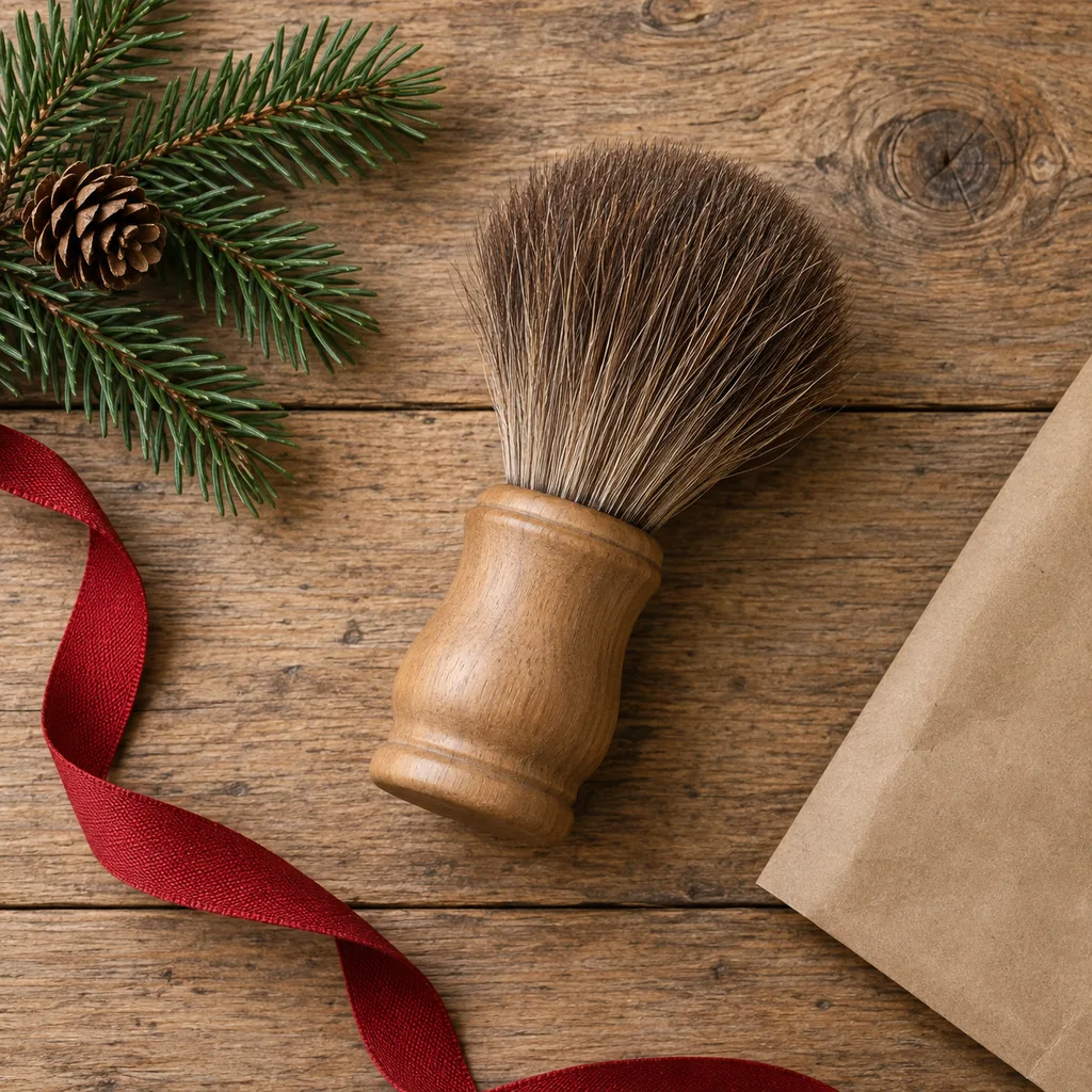 Representative photo-style image of horse hair shaving brush — generated, not a specific product