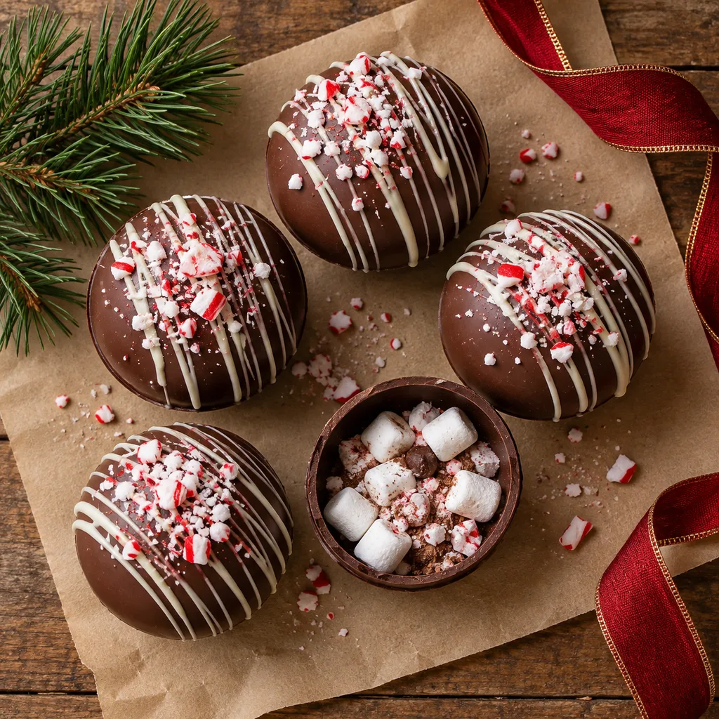 Representative photo-style image of hot chocolate bomb set — generated, not a specific product