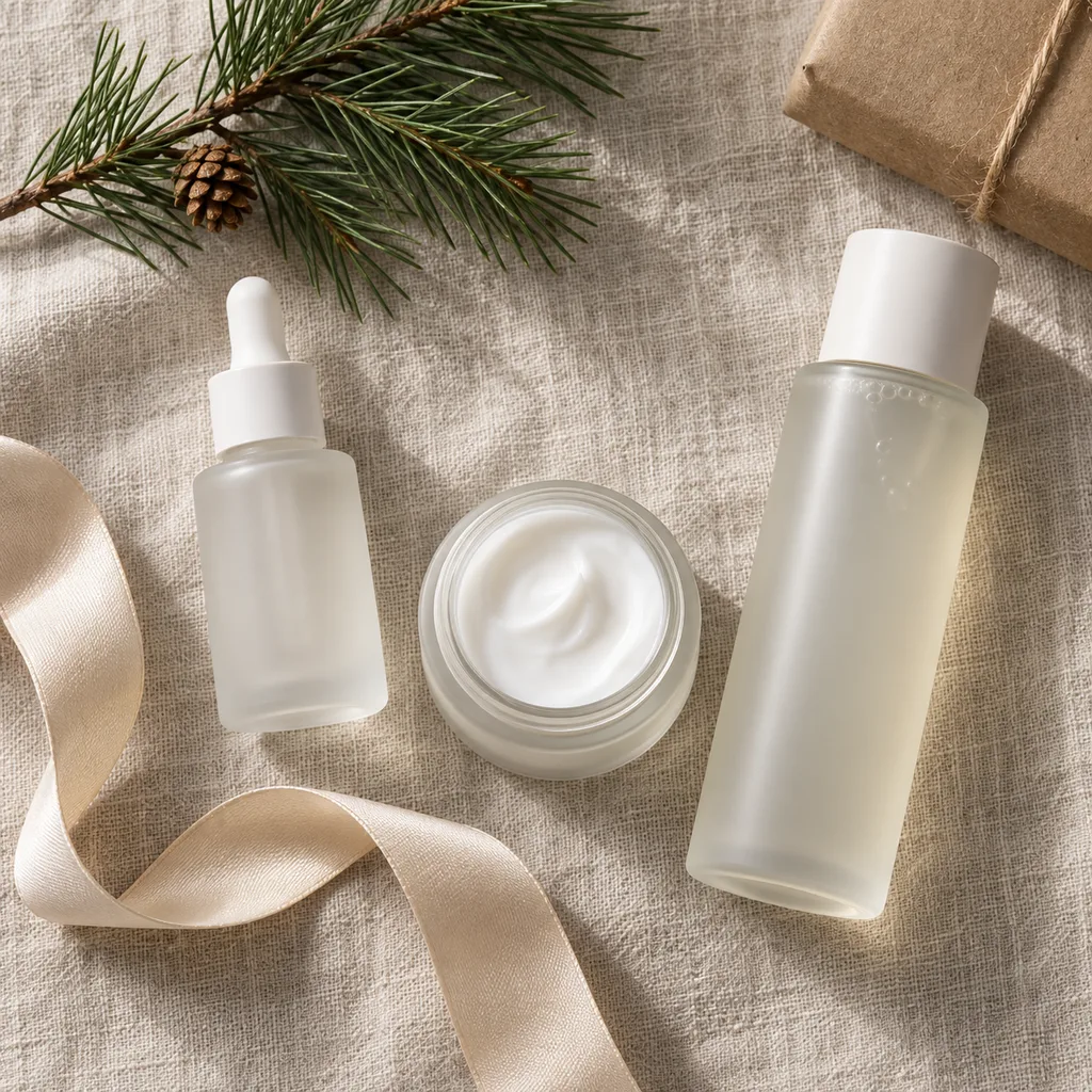 Representative photo-style image of hydrating facial skincare set — generated, not a specific product