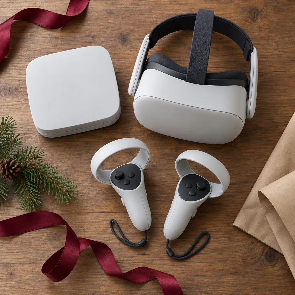 Representative photo-style image of immersive virtual reality console system — generated, not a specific product