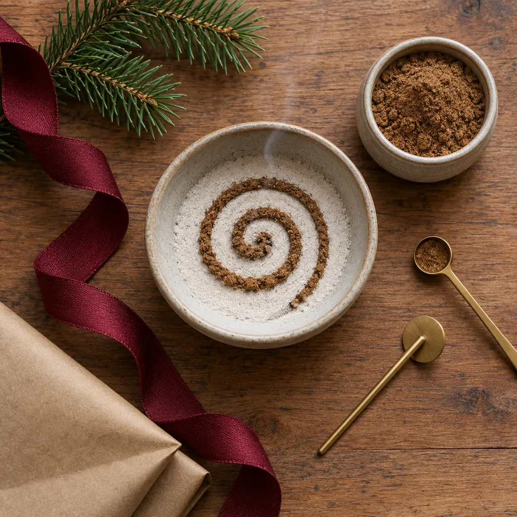Representative photo-style image of incense powder burner kit — generated, not a specific product