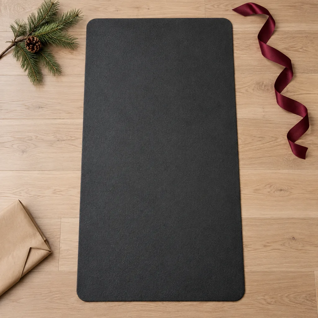 Representative photo-style image of indoor bike trainer mat — generated, not a specific product