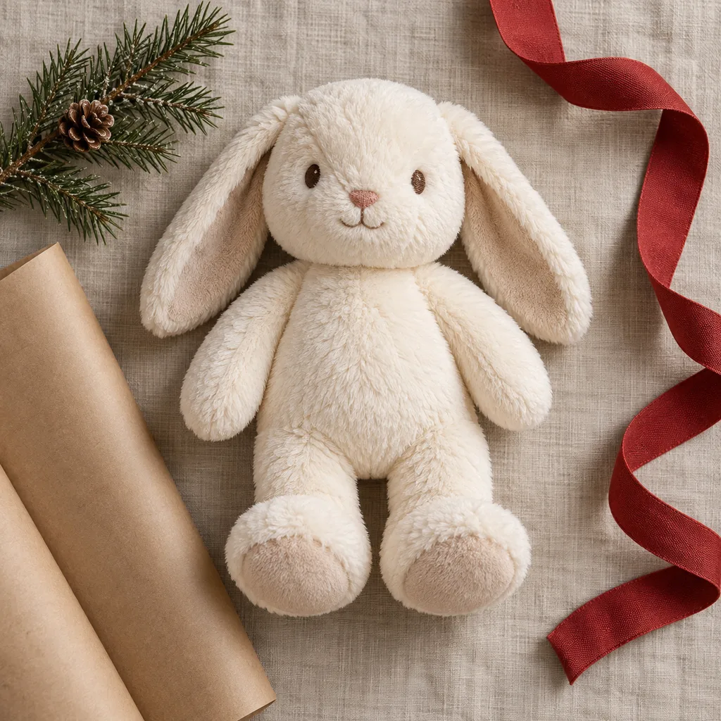 Representative photo-style image of infant-friendly soft plush toy — generated, not a specific product