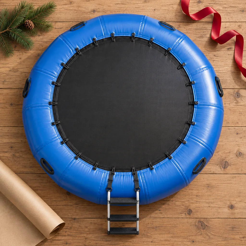 Representative photo-style image of water trampoline for lake — generated, not a specific product