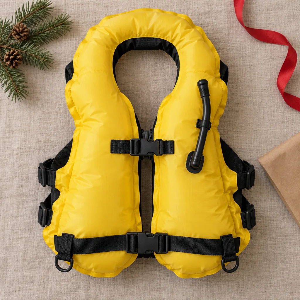 Representative photo-style image of inflatable snorkel buoyancy vest — generated, not a specific product