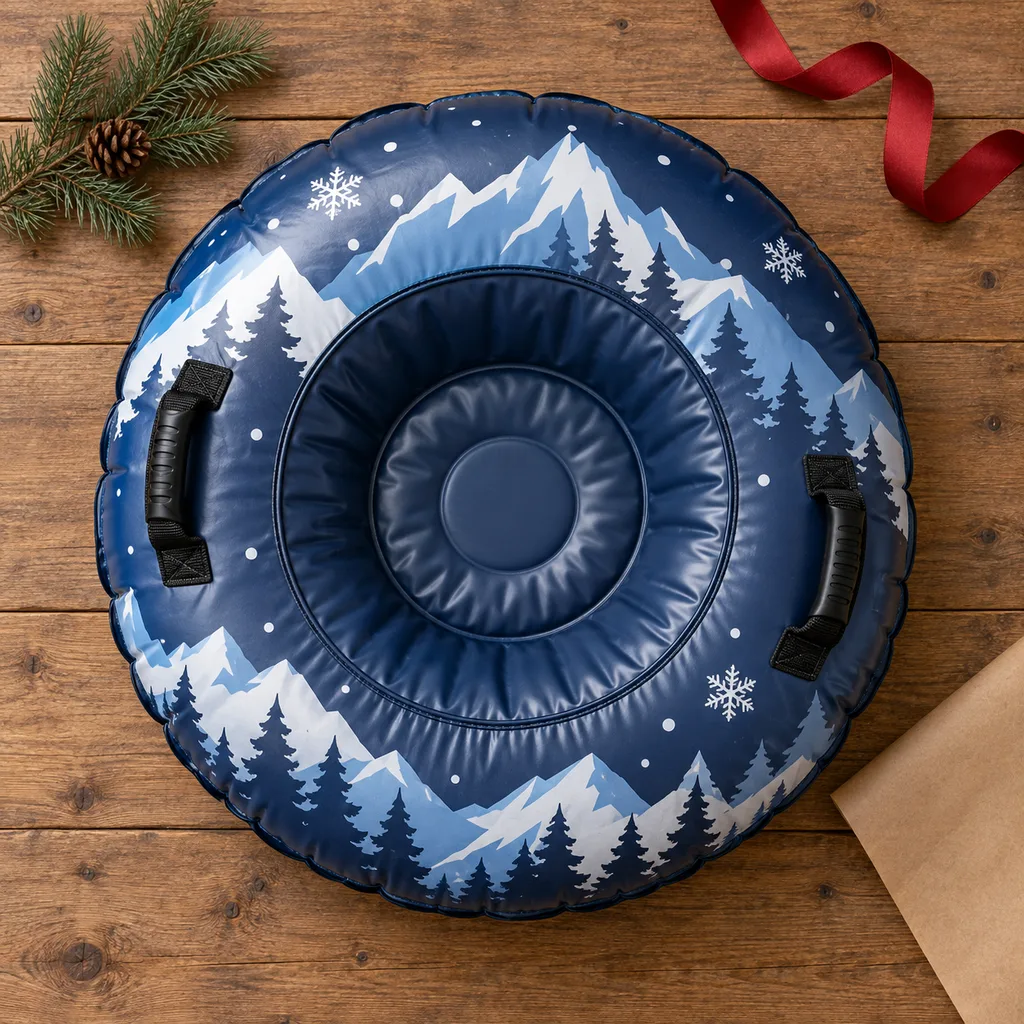 Representative photo-style image of inflatable snow tube — generated, not a specific product