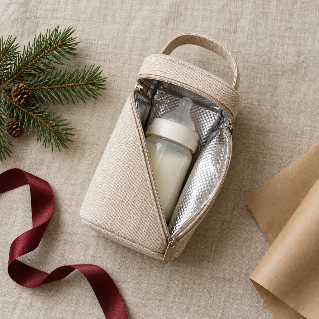 Representative photo-style image of insulated baby bottle bag — generated, not a specific product