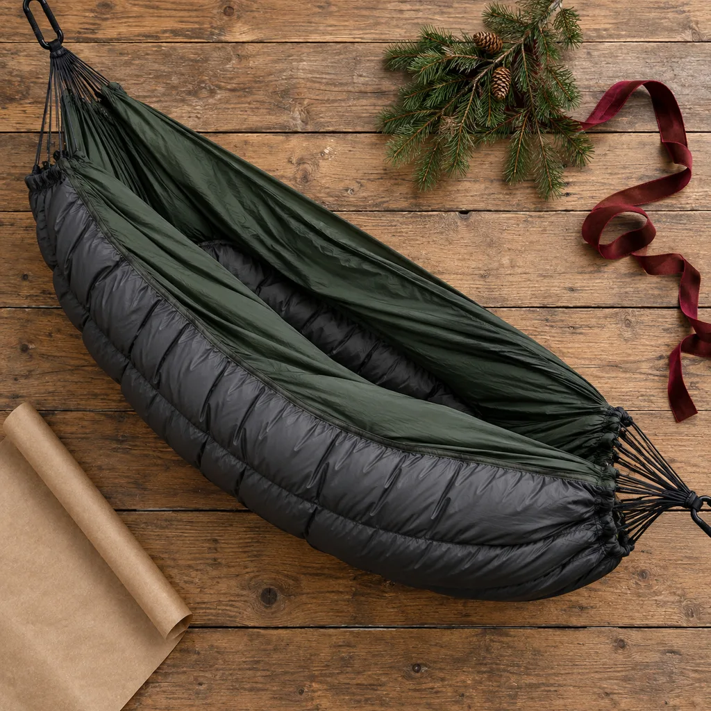Representative photo-style image of cold weather hammock — generated, not a specific product