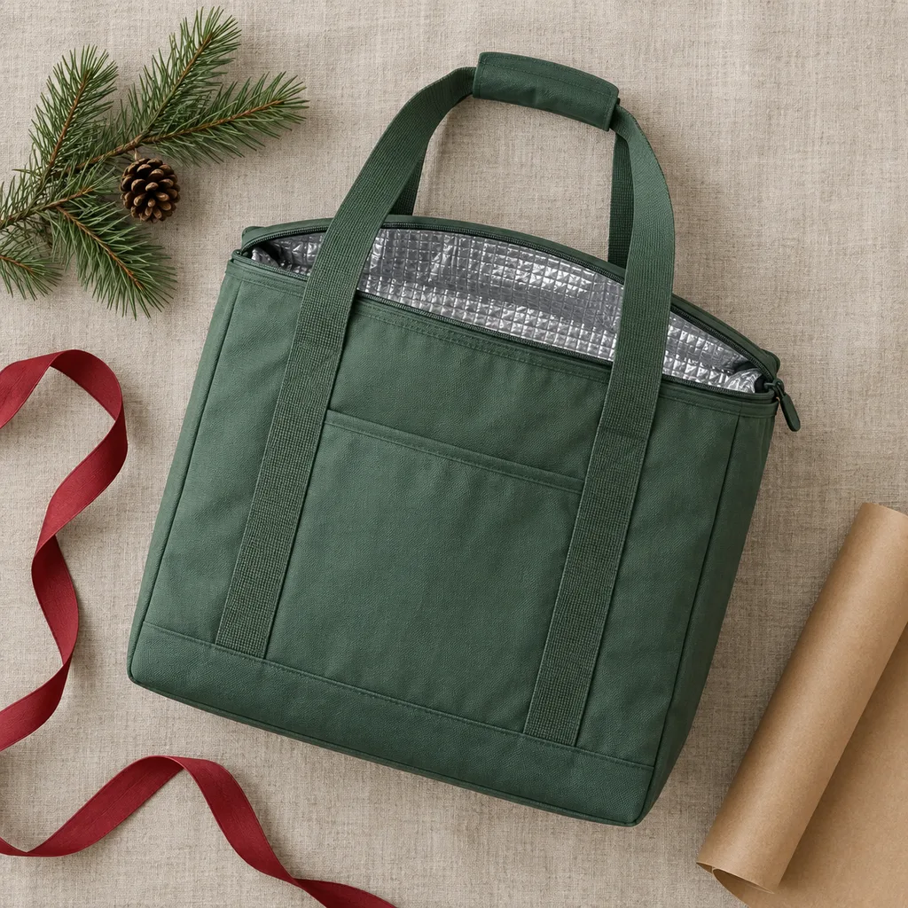 Representative photo-style image of insulated food cooler tote — generated, not a specific product