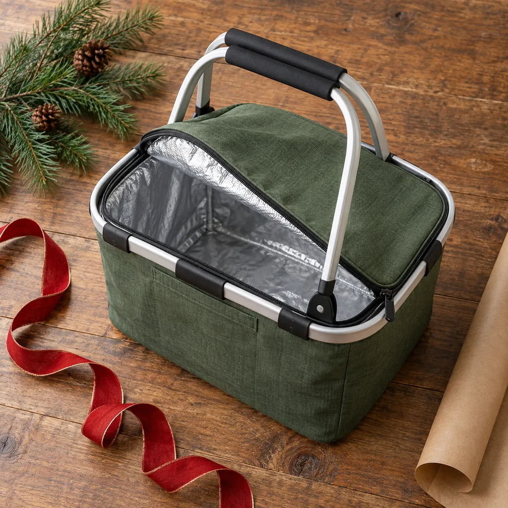 Representative photo-style image of insulated picnic basket — generated, not a specific product