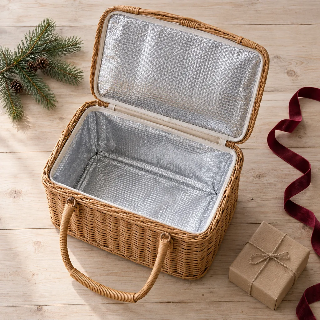 Representative photo-style image of insulated picnic basket — generated, not a specific product