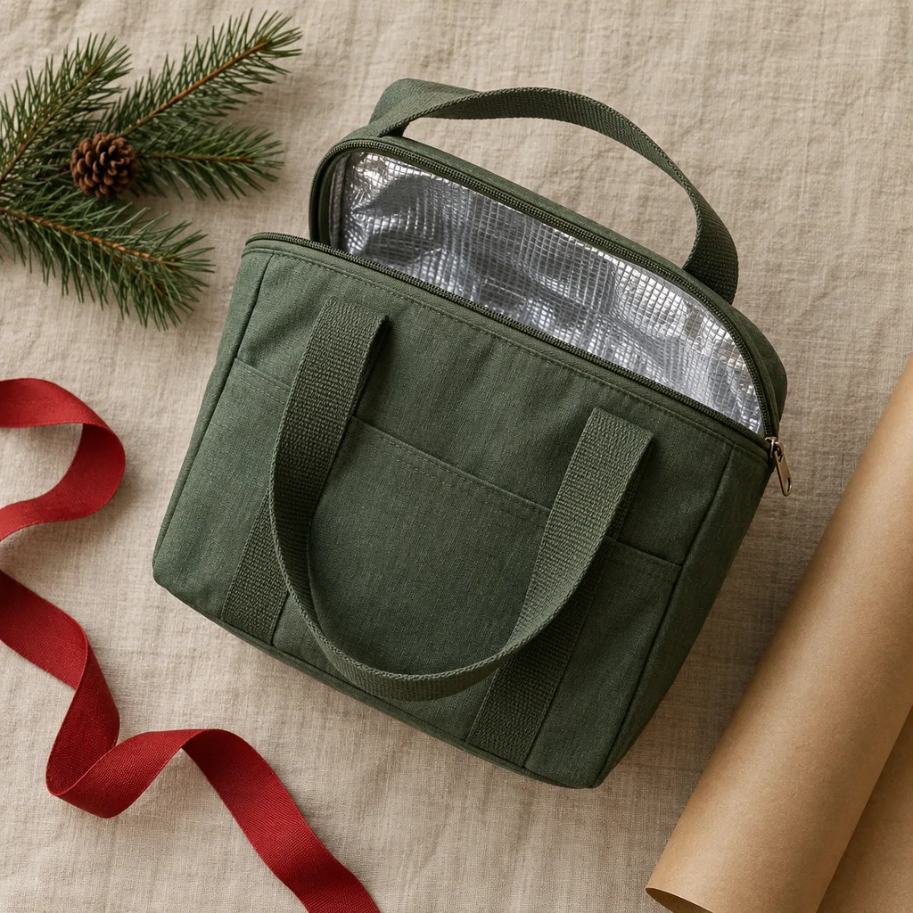 Representative photo-style image of insulated reusable lunch bag — generated, not a specific product