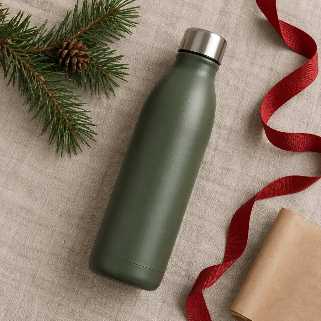 Representative photo-style image of insulated reusable water bottle — generated, not a specific product