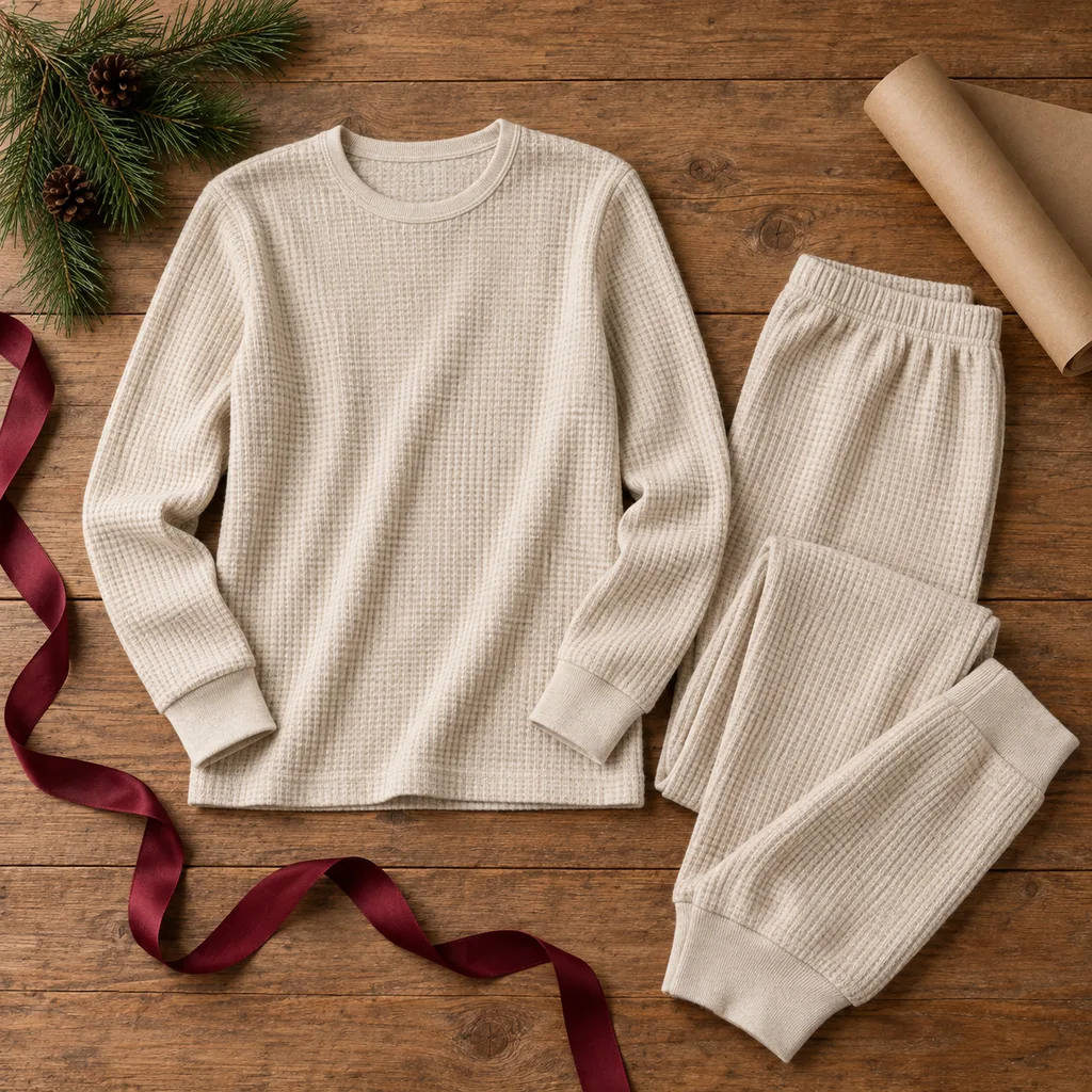 Representative photo-style image of insulating thermal pajama set — generated, not a specific product