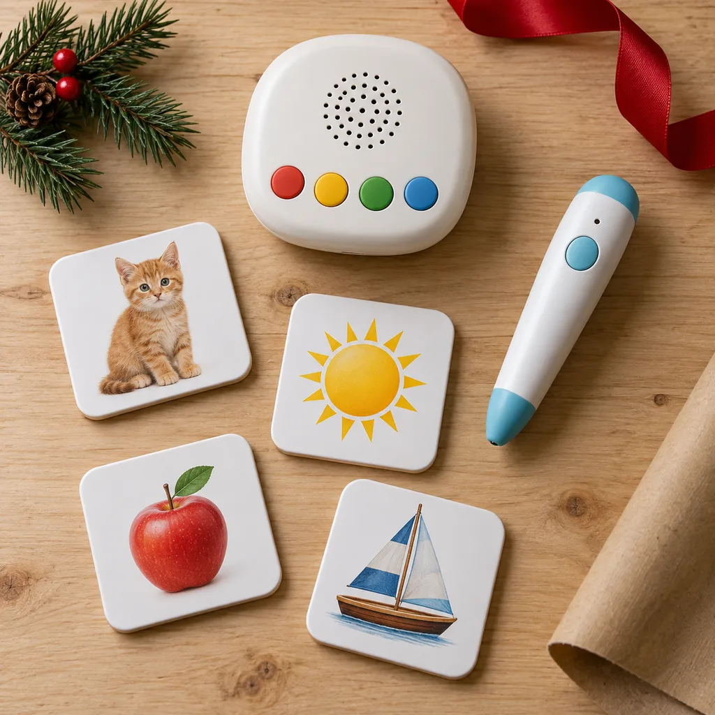 Representative photo-style image of interactive phonics learning set — generated, not a specific product