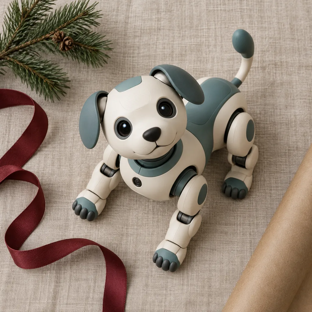 Representative photo-style image of interactive robotic pet toy — generated, not a specific product