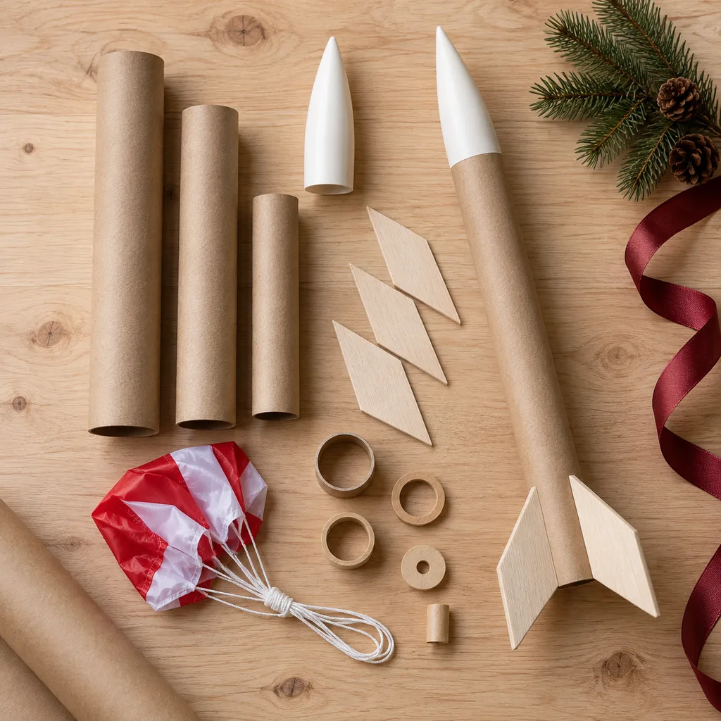 Representative photo-style image of intermediate rocket construction set — generated, not a specific product