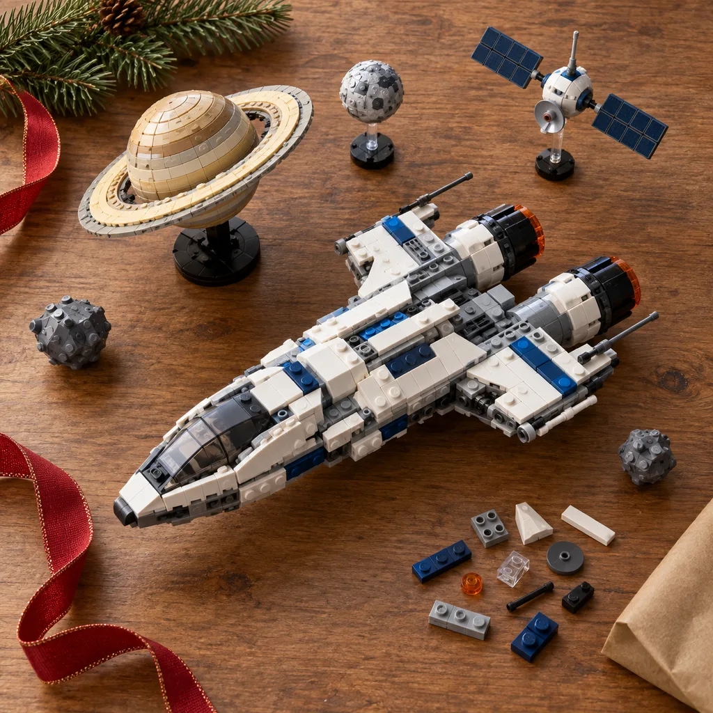Representative photo-style image of interstellar building blocks construction set — generated, not a specific product