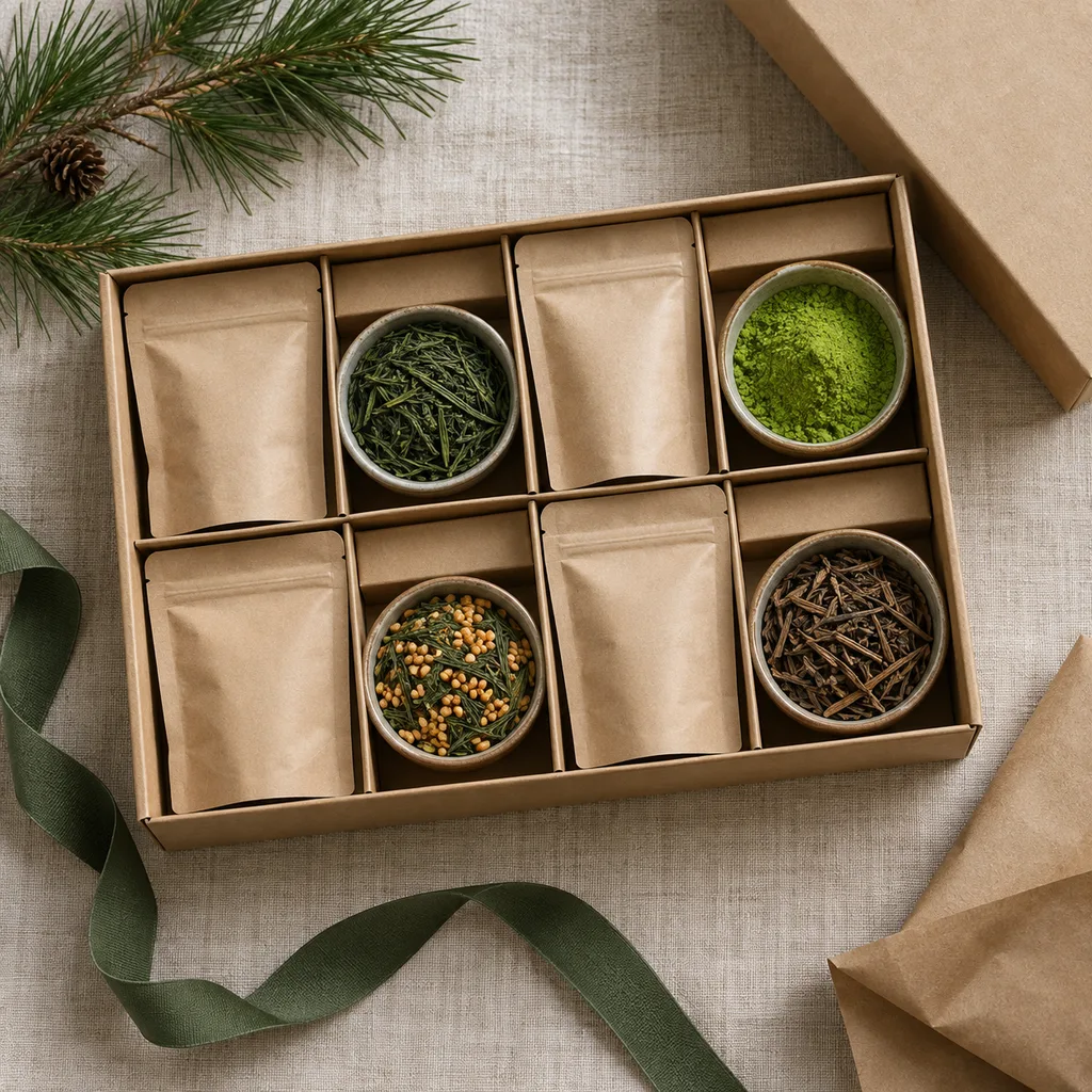 Representative photo-style image of japanese green tea variety pack — generated, not a specific product