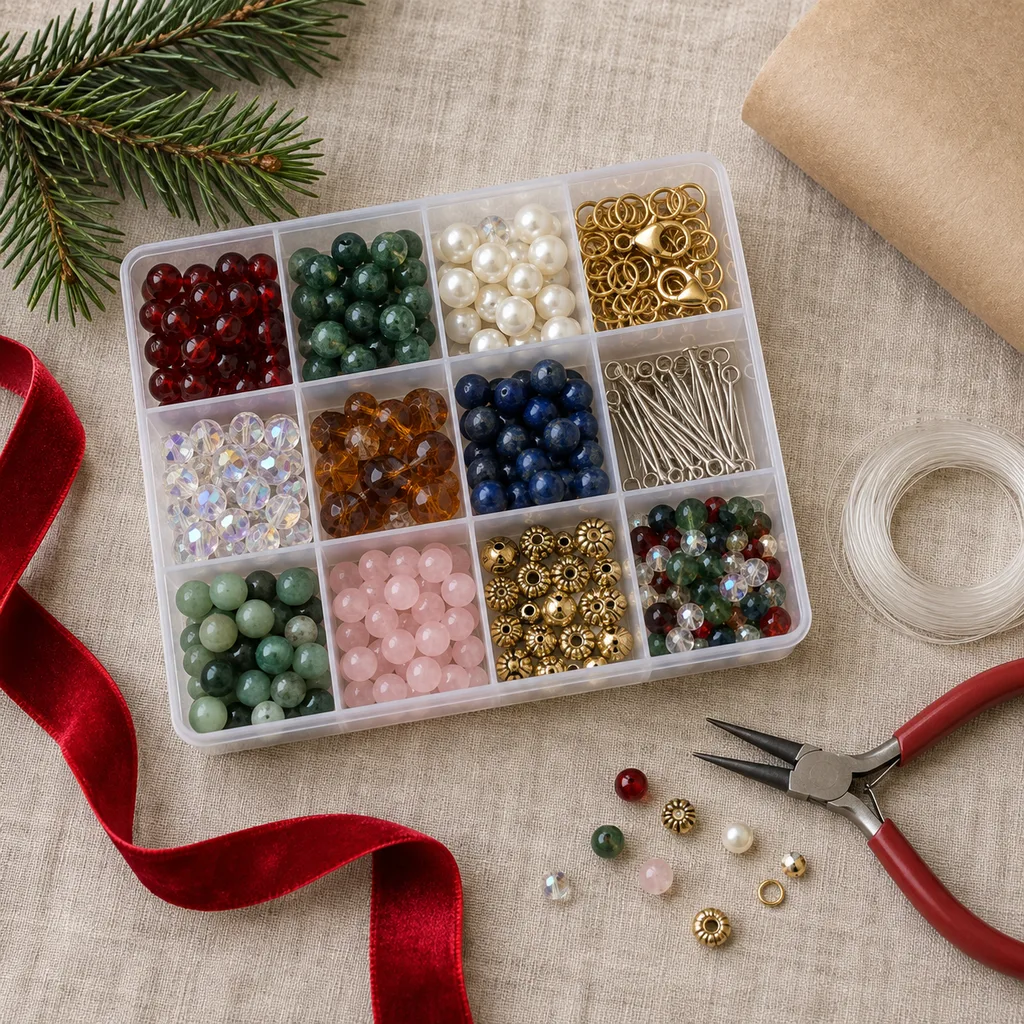 Representative photo-style image of jewelry making bead kit — generated, not a specific product