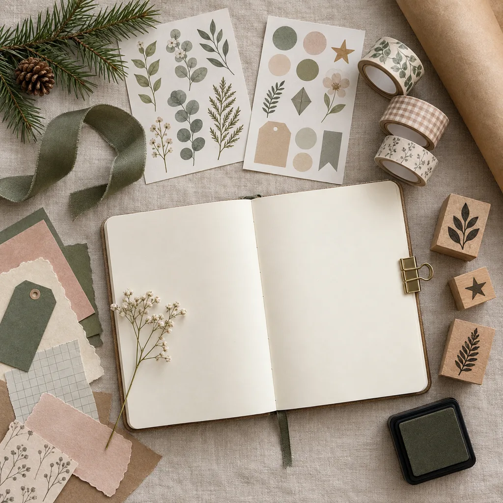 Representative photo-style image of journaling and planner decorating kit — generated, not a specific product