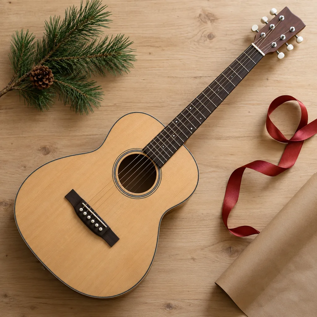 Representative photo-style image of kids' acoustic guitar — generated, not a specific product