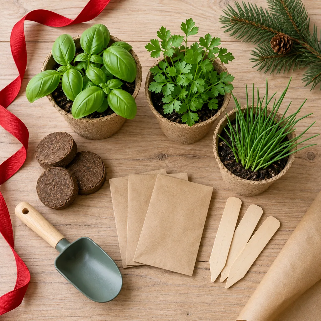 Representative photo-style image of kids' learn-to-grow herb kit — generated, not a specific product