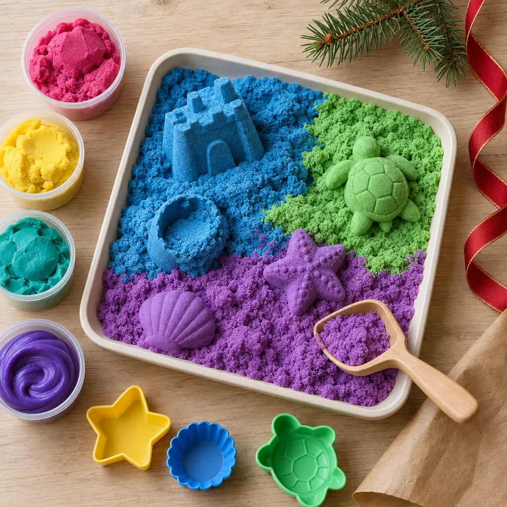 Representative photo-style image of kinetic sand activity set — generated, not a specific product