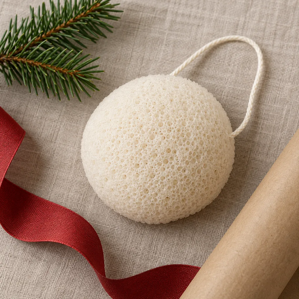 Representative photo-style image of konjac facial and body sponge — generated, not a specific product